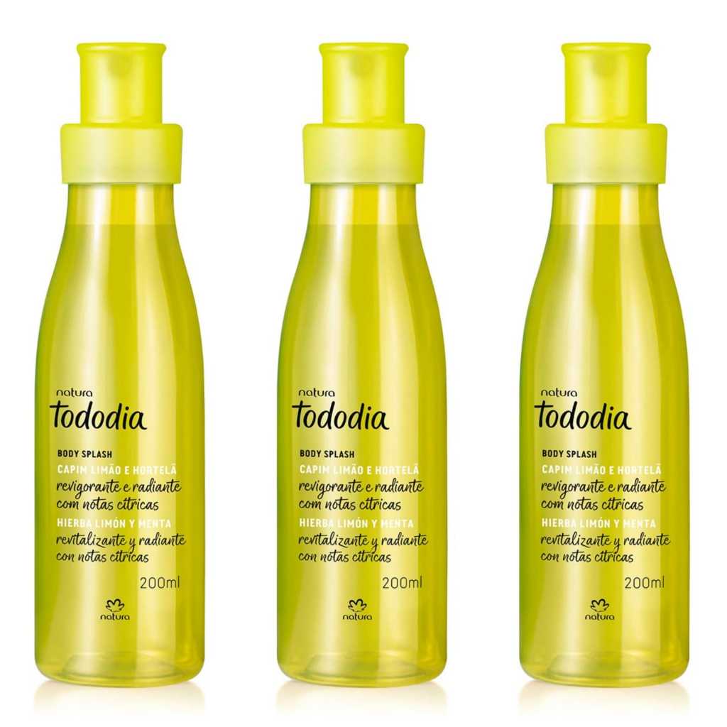 Body Splash Tododia Capim Limão e Hortelã 200ml(KIT COM 03)