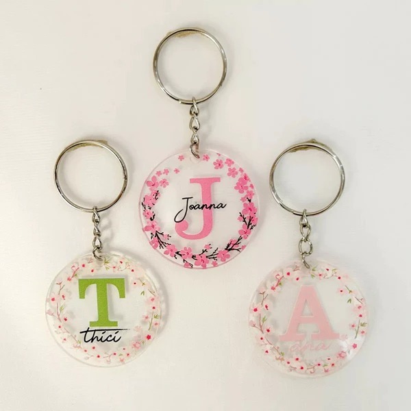 Kit 5 Chaveiros Em Acrílico Personalizado Com Seu Nome E A Inicial