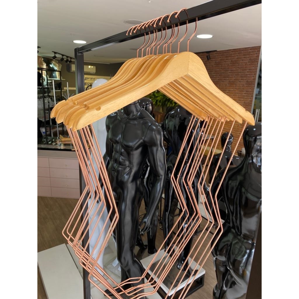 Kit 5 Cabides Silhueta Colan Madeira Simples