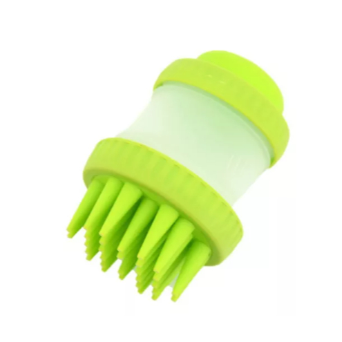 Kit 2 Escova De Banho Com Reservatorio Shampoo Para Cães Gatos Massagem Silicone Pets