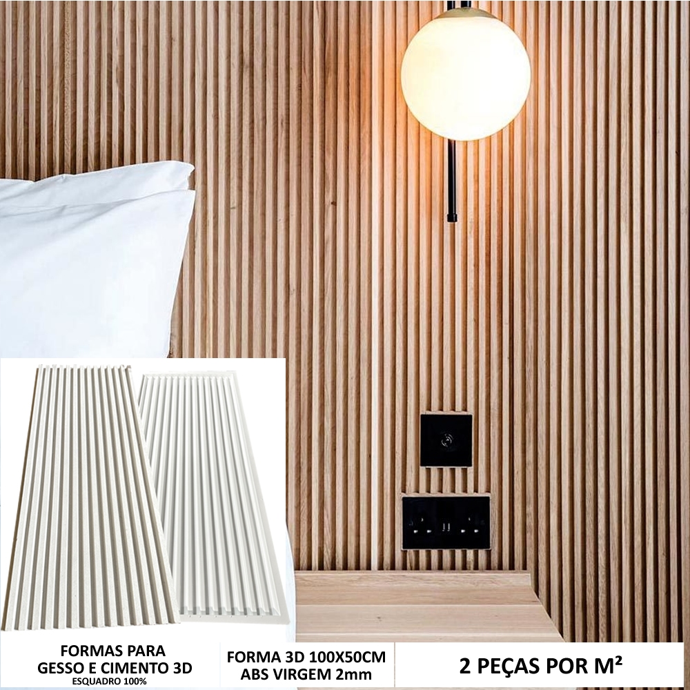 Forma 3d Molde Ripado Gigante 100x50cm ABS 2mm Forma Para gesso/Cimento 3d IN516