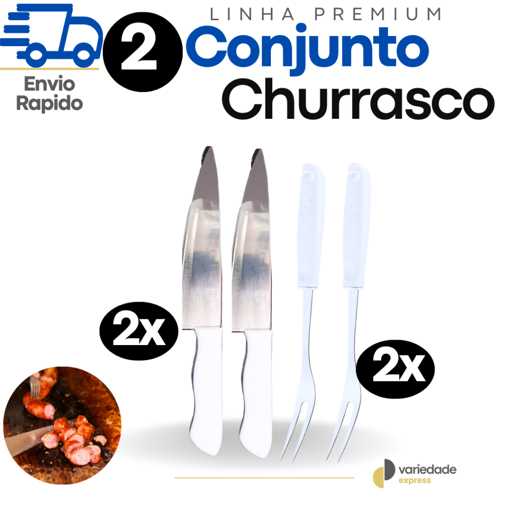 2 Facas, 2 Garfos Trinchante Para Churrasco e Cozinhas, Tudo Para Seu Churrasco