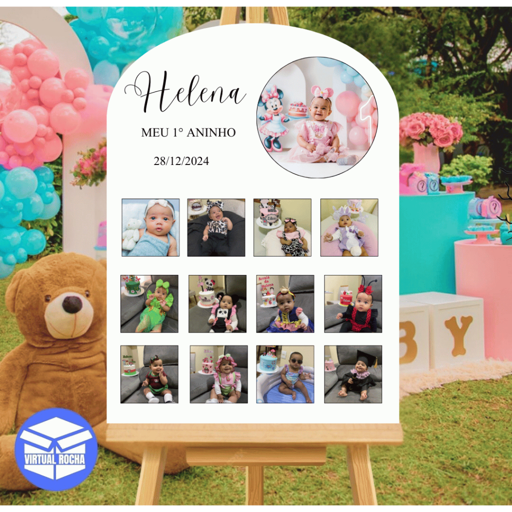 Quadro Decorativo Placa Ponta Arredondada 13 Fotos Personalizado Criança MDF em Oferta na Shopee