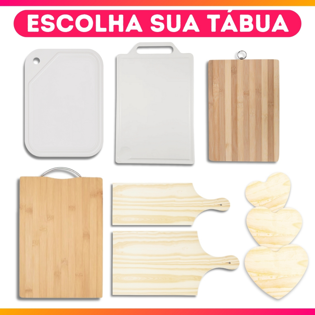 Tábua de Madeira Bambu Plástico Corte Dupla Face Branca Antiderrapante Carnes Legumes 35cm
