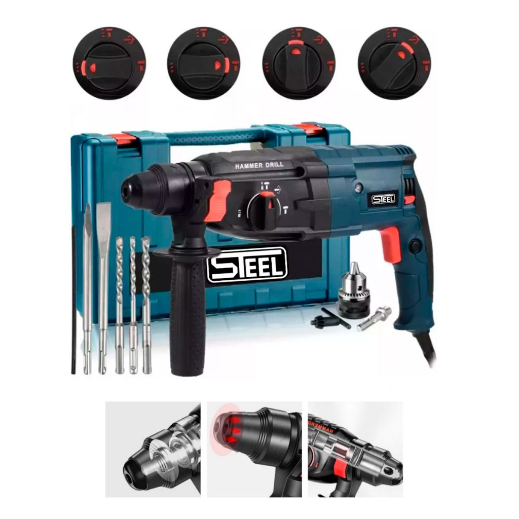 Martelete 5KG Rompedor Sds Plus 1000W 3.5J E Furadeira De Impacto + Maleta+ Acessórios Similar Bosh ENVIO IMEDIATO em Oferta na Shopee