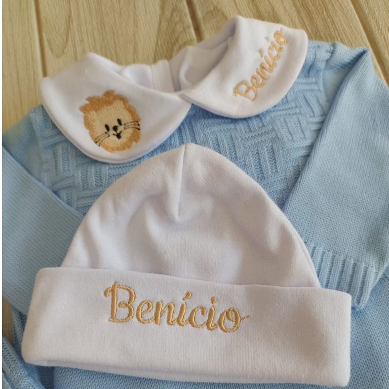 Kit 3 peças maternidade body + touca + luvas Personalizada bebê menino menina para saída maternidade