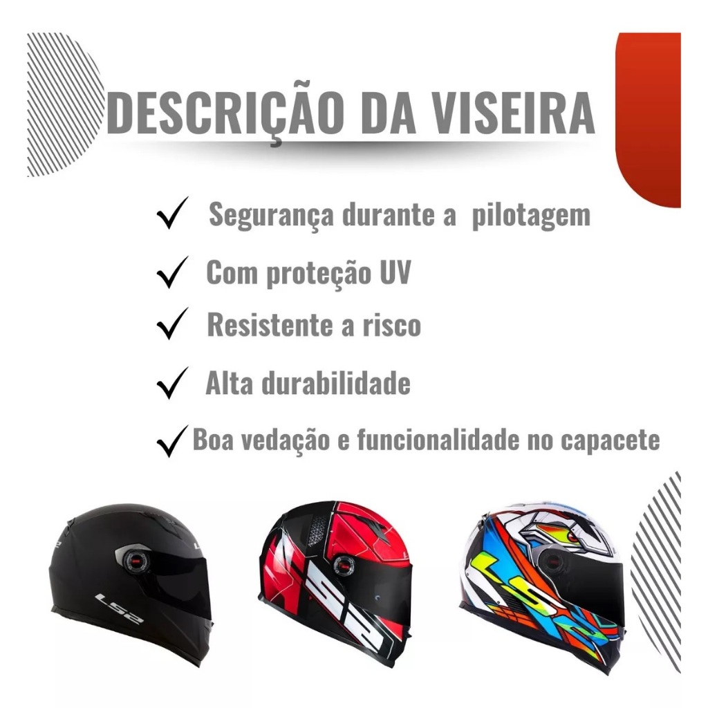 Viseira Capacete Ls2 Fw3 Revo Red Vermelha Modelos FF358 FF396 FF392 FW3 GT GTN GTX GT2 Nova · foto 2