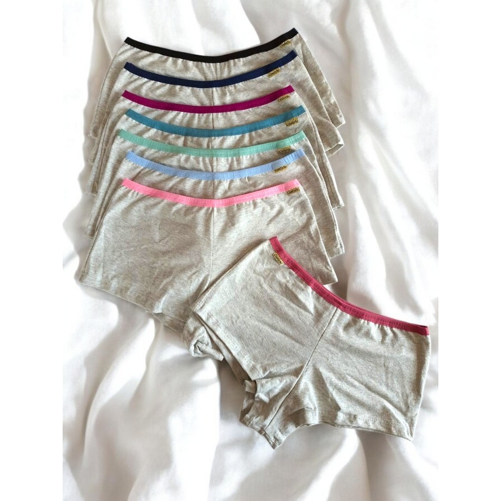 Kit Shortinho Conforto Estilo Boxer Não Marca Forro Algodão Lingerie Feminina Adulto Para Dormir