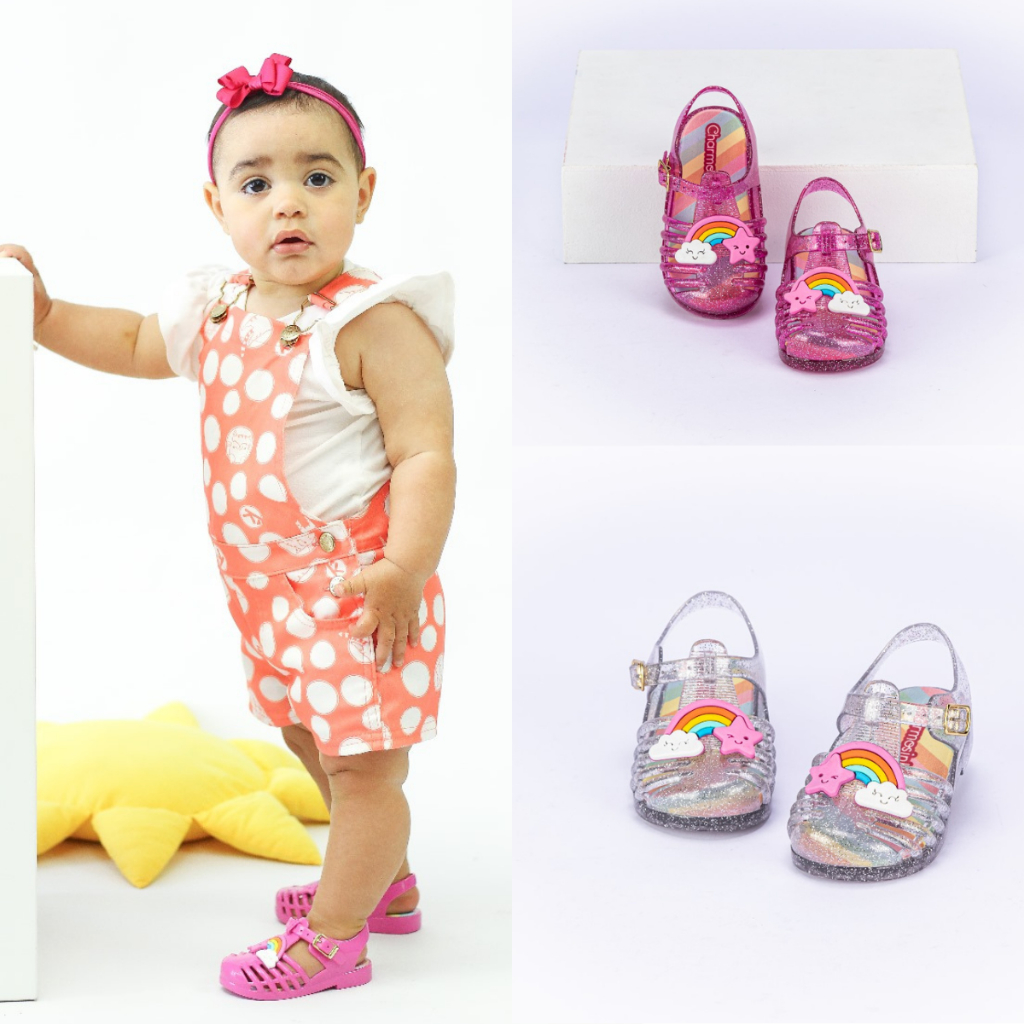 Sandália Infantil Menina Arco Íris Charmosinha Chic