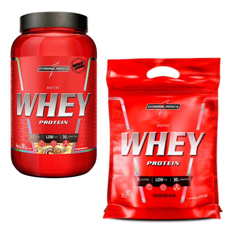 Kit 1x Nutri Whey 900g (pote) + Nutri Whey 900g (refil) Integralmédica em Oferta na Shopee