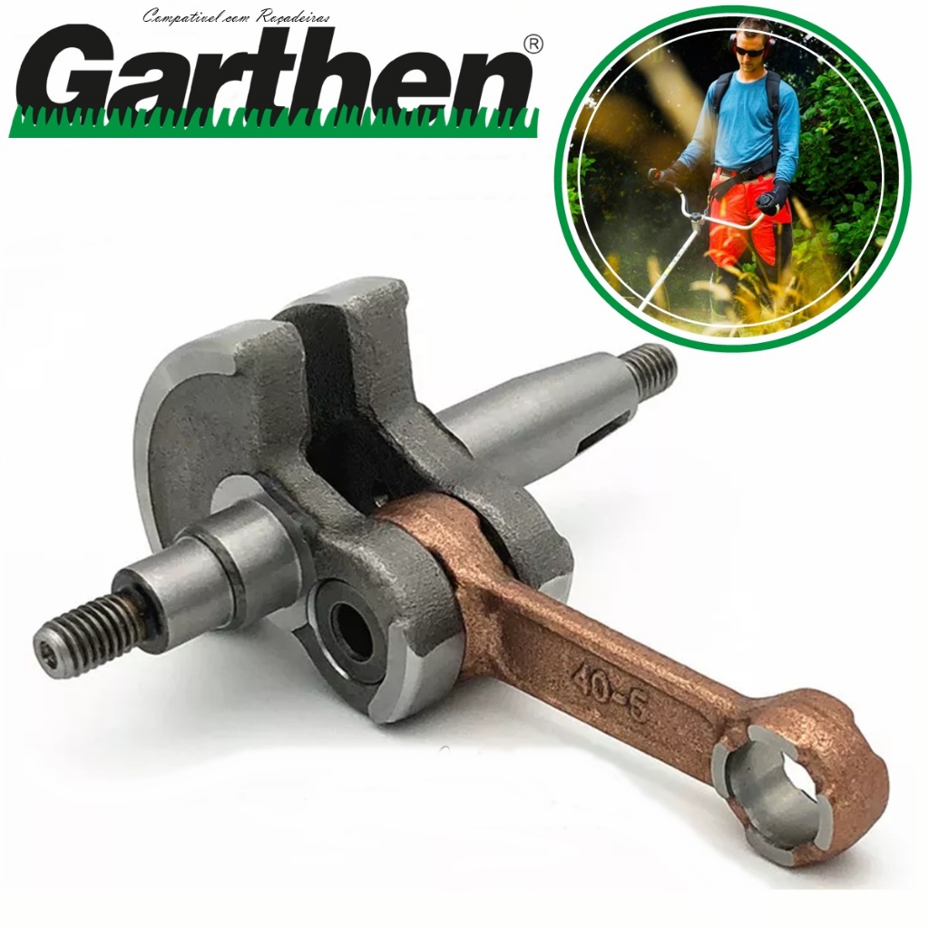 Virabrequim C/ Biela P/ Roçadeira Garthen Cg420 Cg450 Cg550