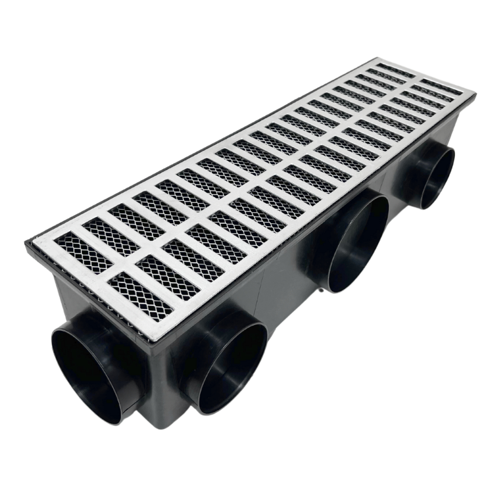 Ralo Linear 14X50Cm Anti Insetos Com Coletora E Grelha de Alumínio