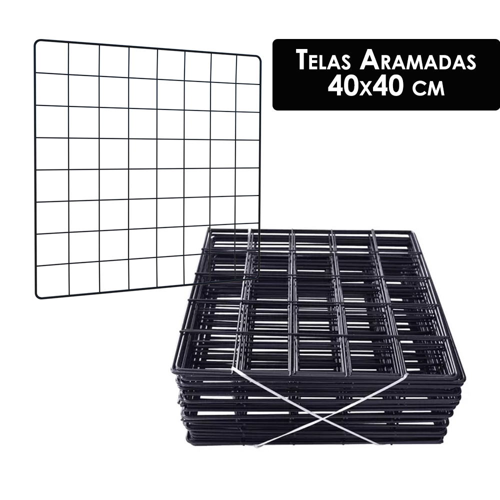 Kit Tela Aramada 40x40 Grade para Cercado Pet Tela para Montar Estante Balcão Memory Board Expositor