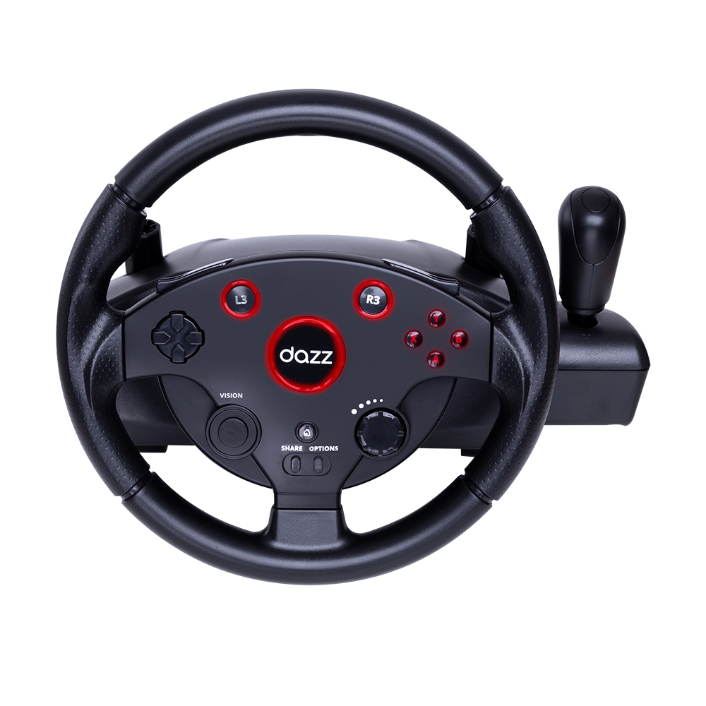 Volante e Pedal Force Driving Dazz Preto Xbox One PS4 PS3 PC