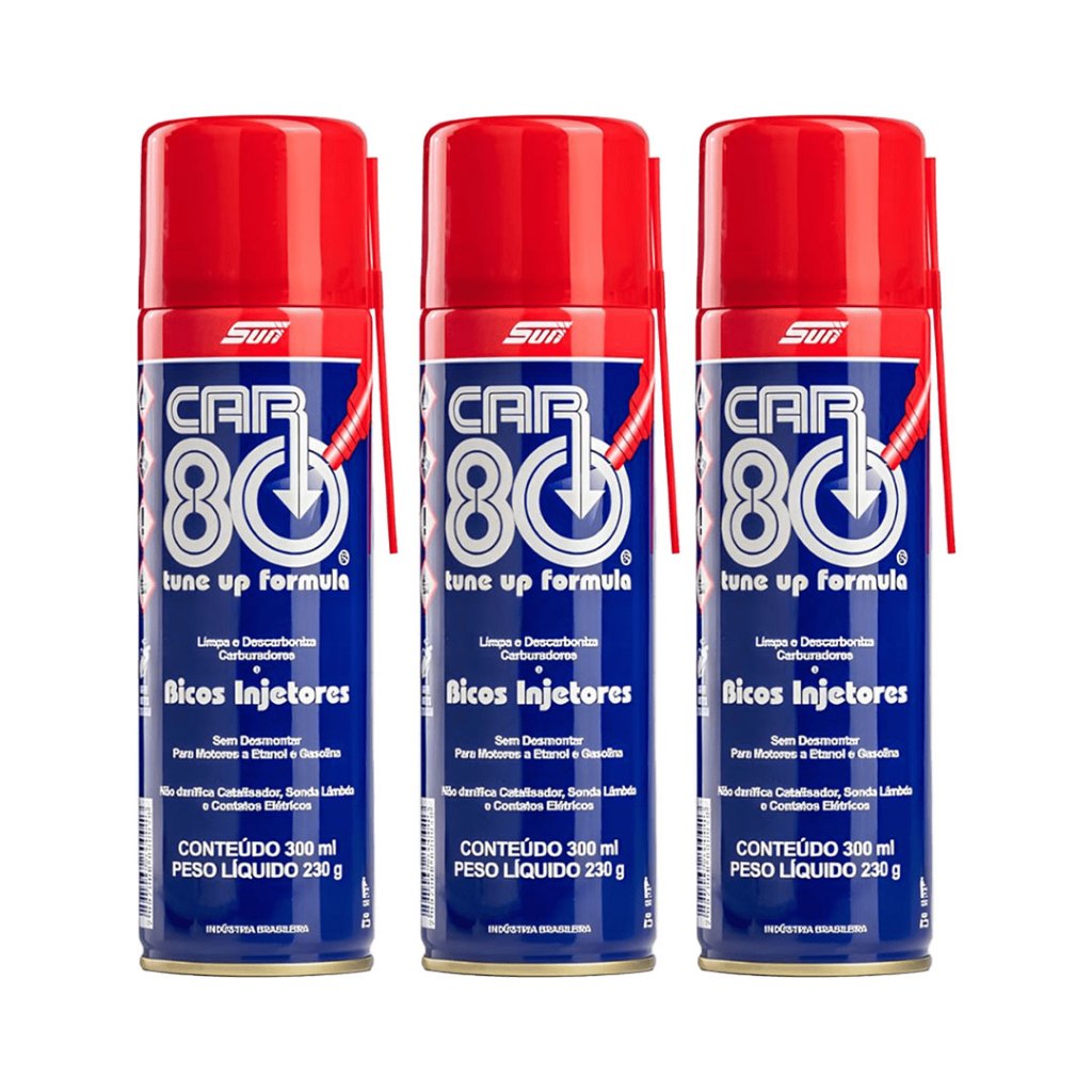 Kit 3 Descarbonizante Limpa Bico Carburador 300ml Car80