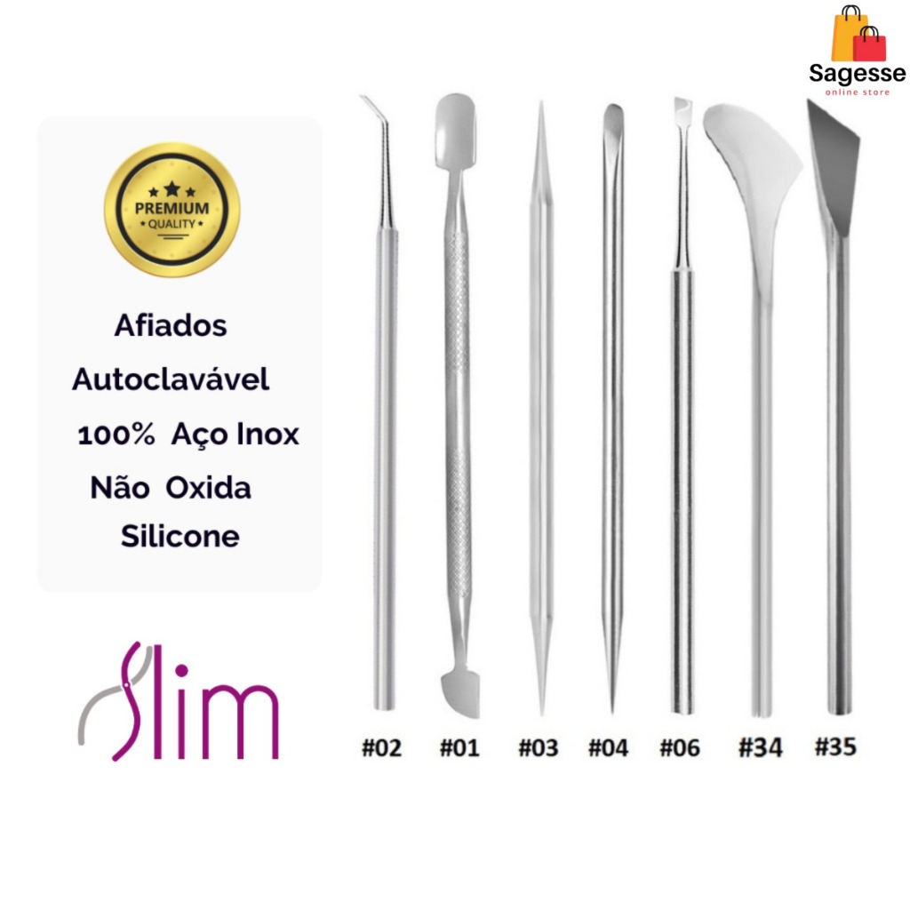 Kit Cutelaria Pedicure Profissional Instrumentos 7 Peças Inox Slim em Oferta na Shopee