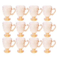 Conjunto 6 Canecas C/Pé Vidro Cristal Imperial Âmbar 190ml ke home
