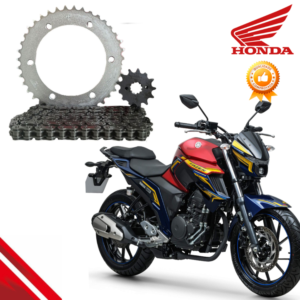 Kit Relação FZ15 Transmissão Yamaha Fazer Fz15 2022 2023 2024 em Oferta na Shopee