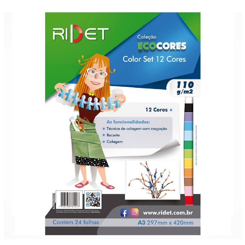 Papel Bloco Color Set A3 Novaprint Ecocores 110g 12 Cores 24 Folhas em Oferta na Shopee