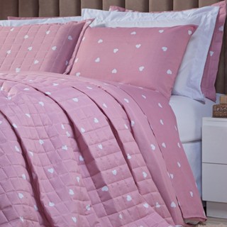 Cobre Leito Coração 3 Peças Queen King Solteiro Casal Matelado Estampado