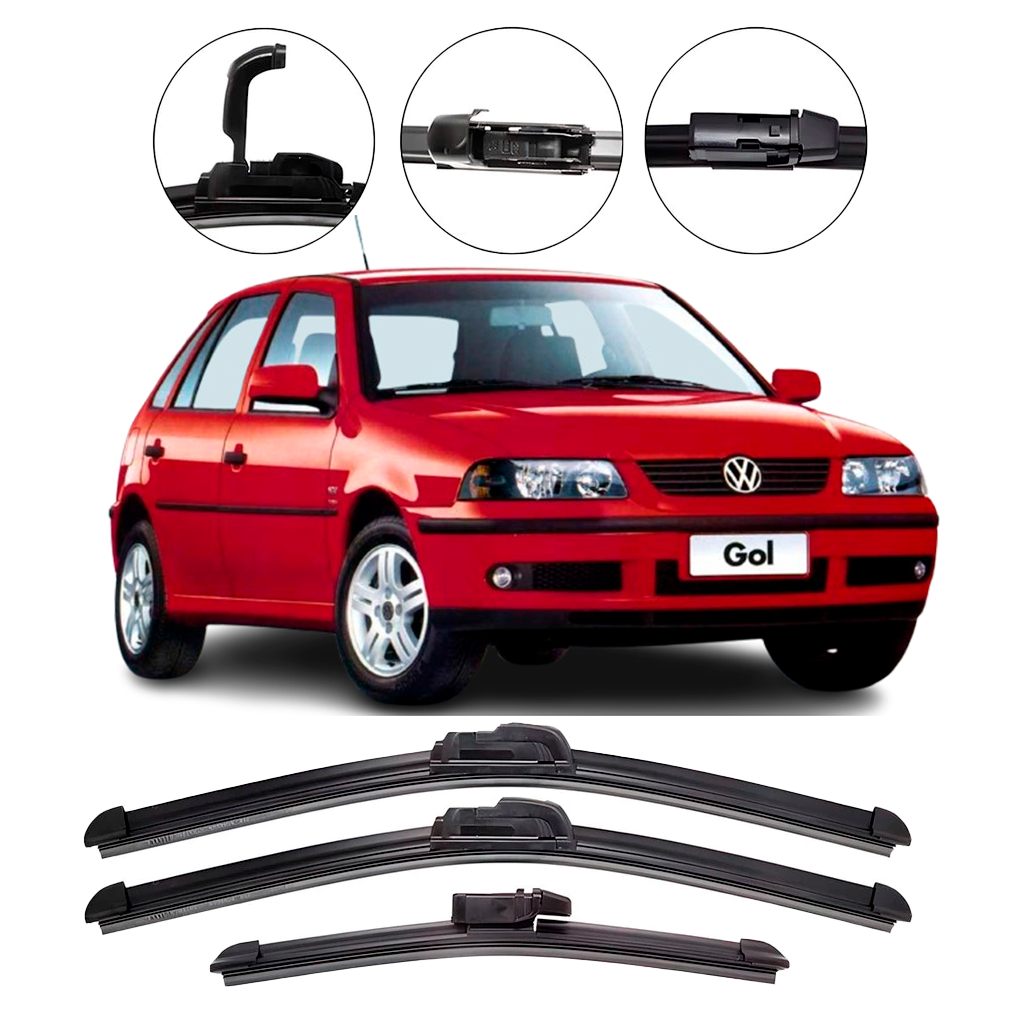 Kit Palhetas Limpador de Parabrisa Dianteiro + traseiro para Gol G3 1999 até 2005 em Oferta na Shopee