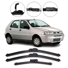 Kit Palhetas para Limpador Parabrisa Dianteiro e Traseiro para Fiat Palio G2 2001 até 2007