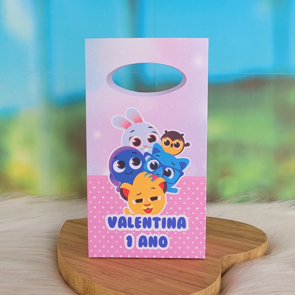 PEGUE E MONTE - Sacolinha Surpresa Personalizada BOLOFOFOS ROSA MENINA - Lembrancinha para festa