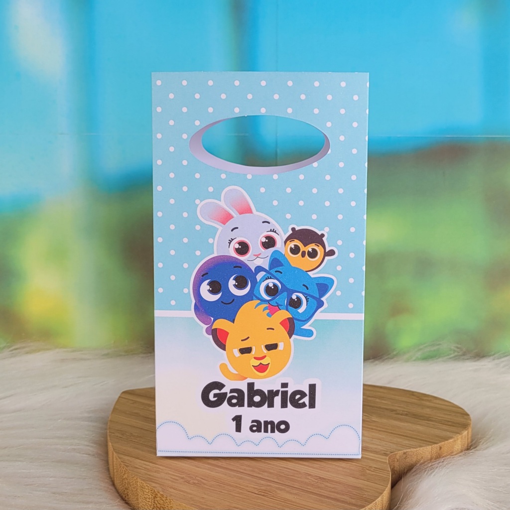 PEGUE E MONTE - Sacolinha Surpresa Personalizada BOLOFOFOS AZUL MENINO - Lembrancinha para festa
