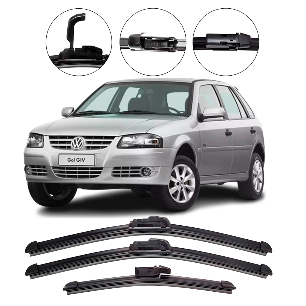 Kit Palhetas Limpador De Parabrisa Dianteiro + traseiro Volkswagen Gol G4 2005 até 2012 em Oferta na Shopee