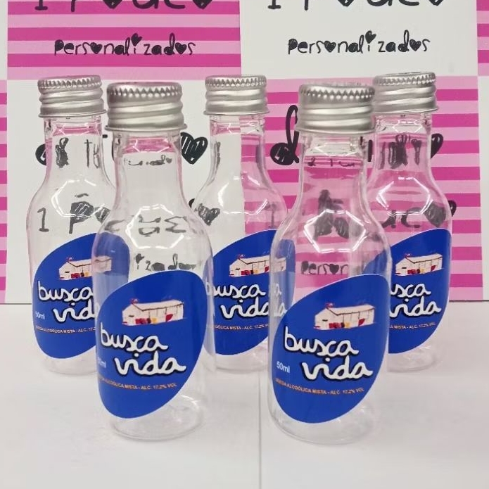 Mini garrafinhas personalizadas busca vida lembrancinha plástico 50ml 20/30/50un
