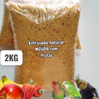 Extrusada natural MIÚDA com frutas (2Kg) para Calopsita, Agapórnis, Red rumped, Maritaca e Ring-neck em Oferta na Shopee