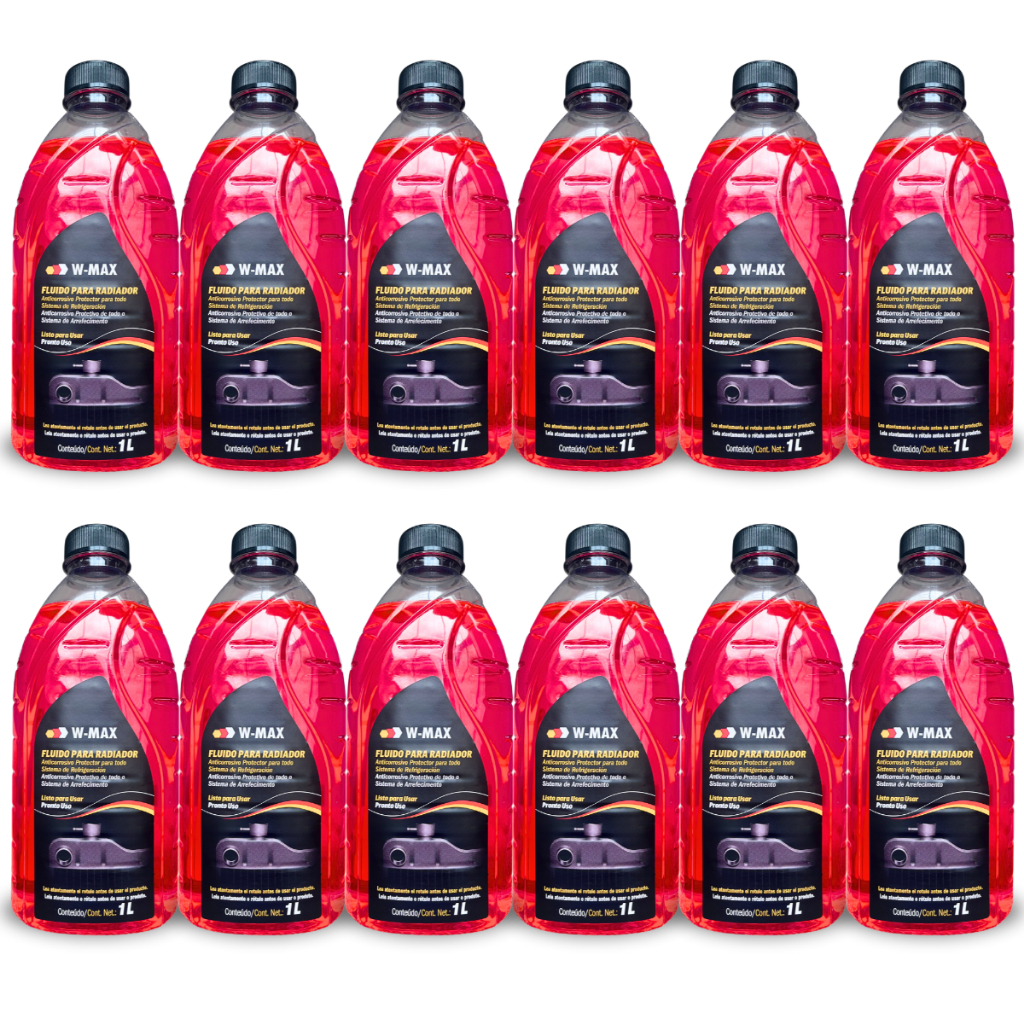 Kit 12 Aditivo Rosa para Radiador 1L Concentrado Wurth
