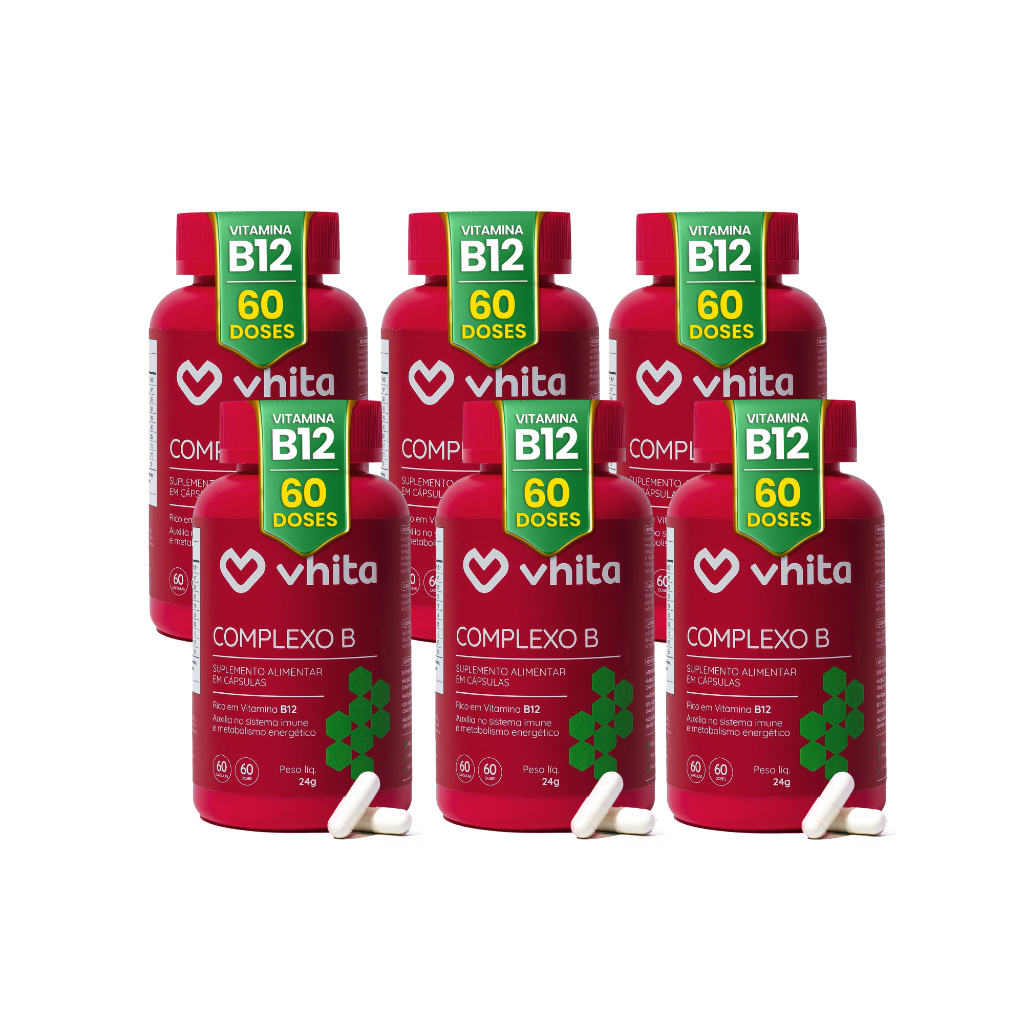 Vitamina B com Manganês Para Apoiar o Metabolismo - Complexo B Vhita 6 potes