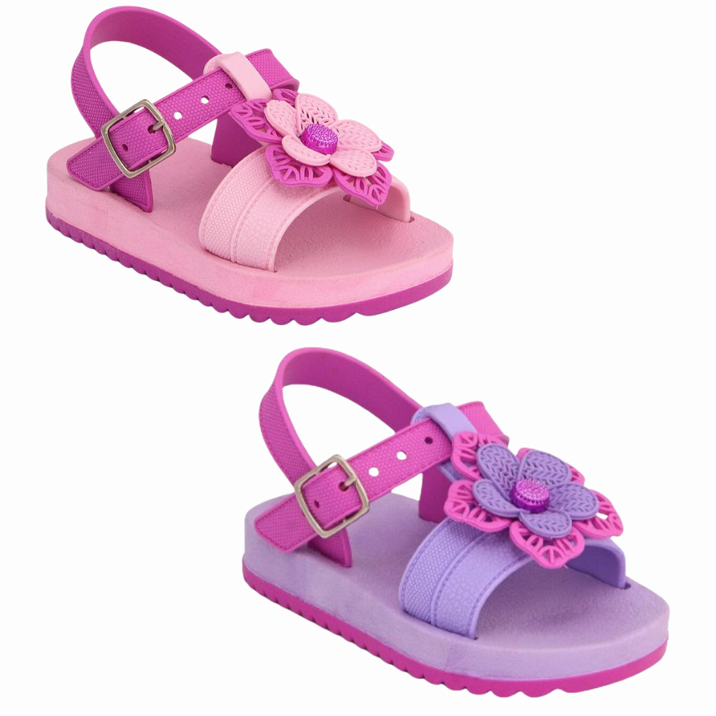 Kit Sandália Papete Feminina Infantil Flor Menina Confortável Leve Lançamento ZXFLOR Volta as Aulas Férias