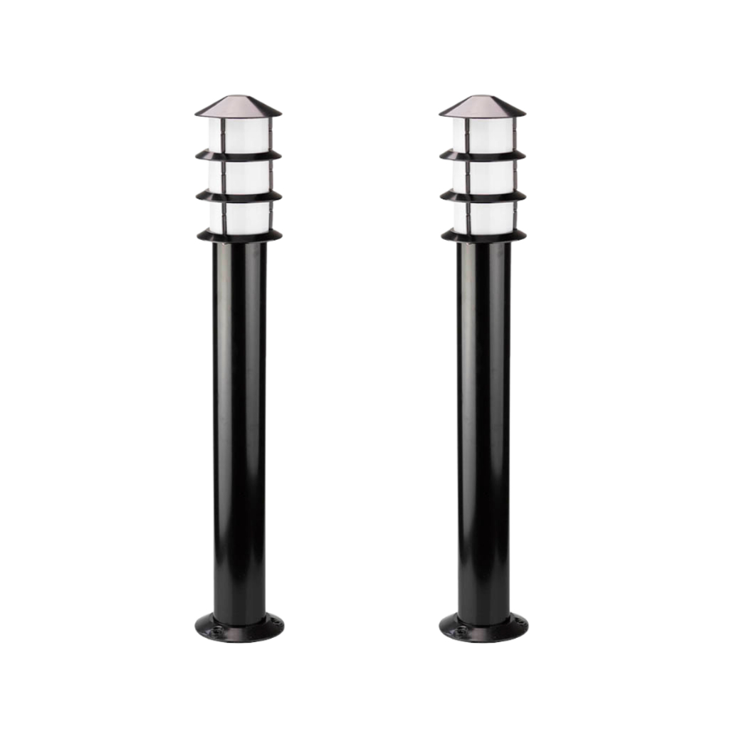 Kit 2 Poste Jardim Balizador Oriental Externo Prova D'água 8375110 Oriental 75cm Preto E27