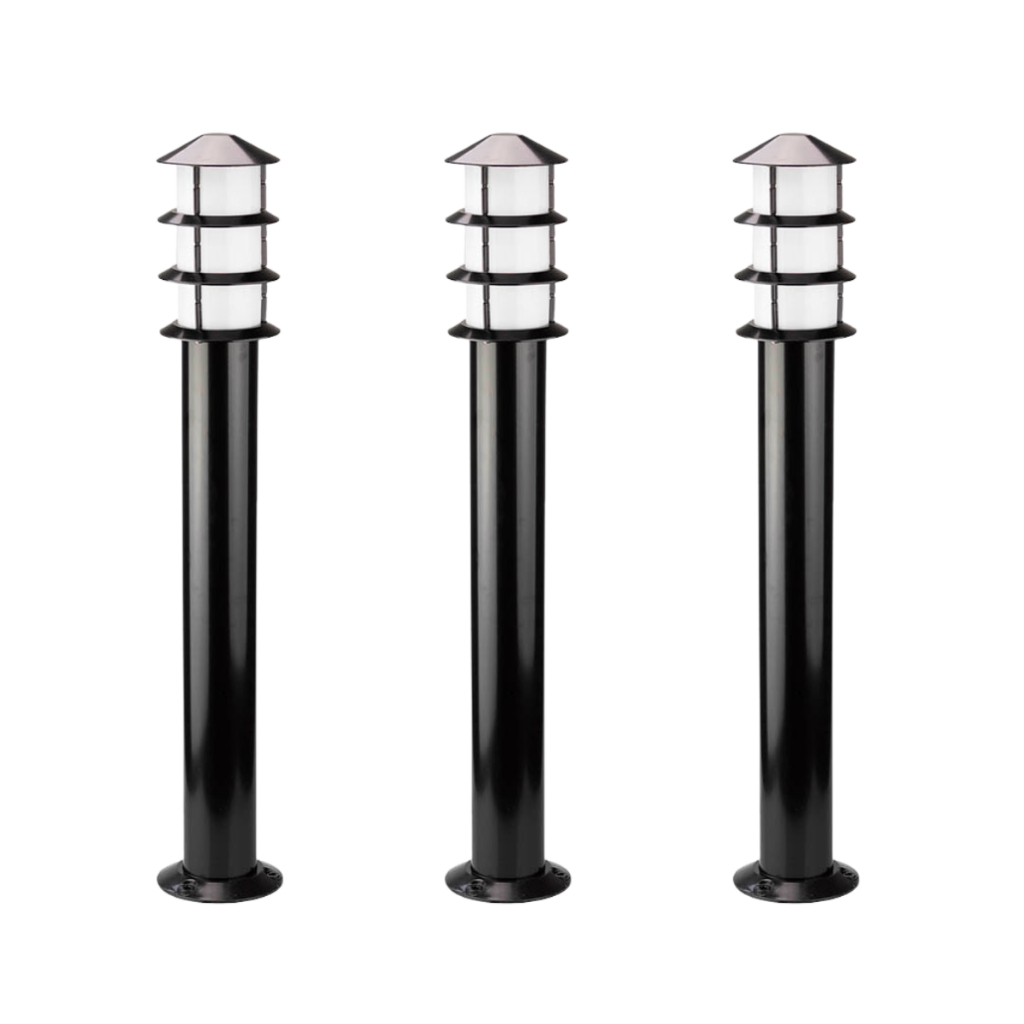 Kit 3 Poste Jardim Balizador Oriental Externo Prova D'água 8375110 Oriental 75cm Preto E27