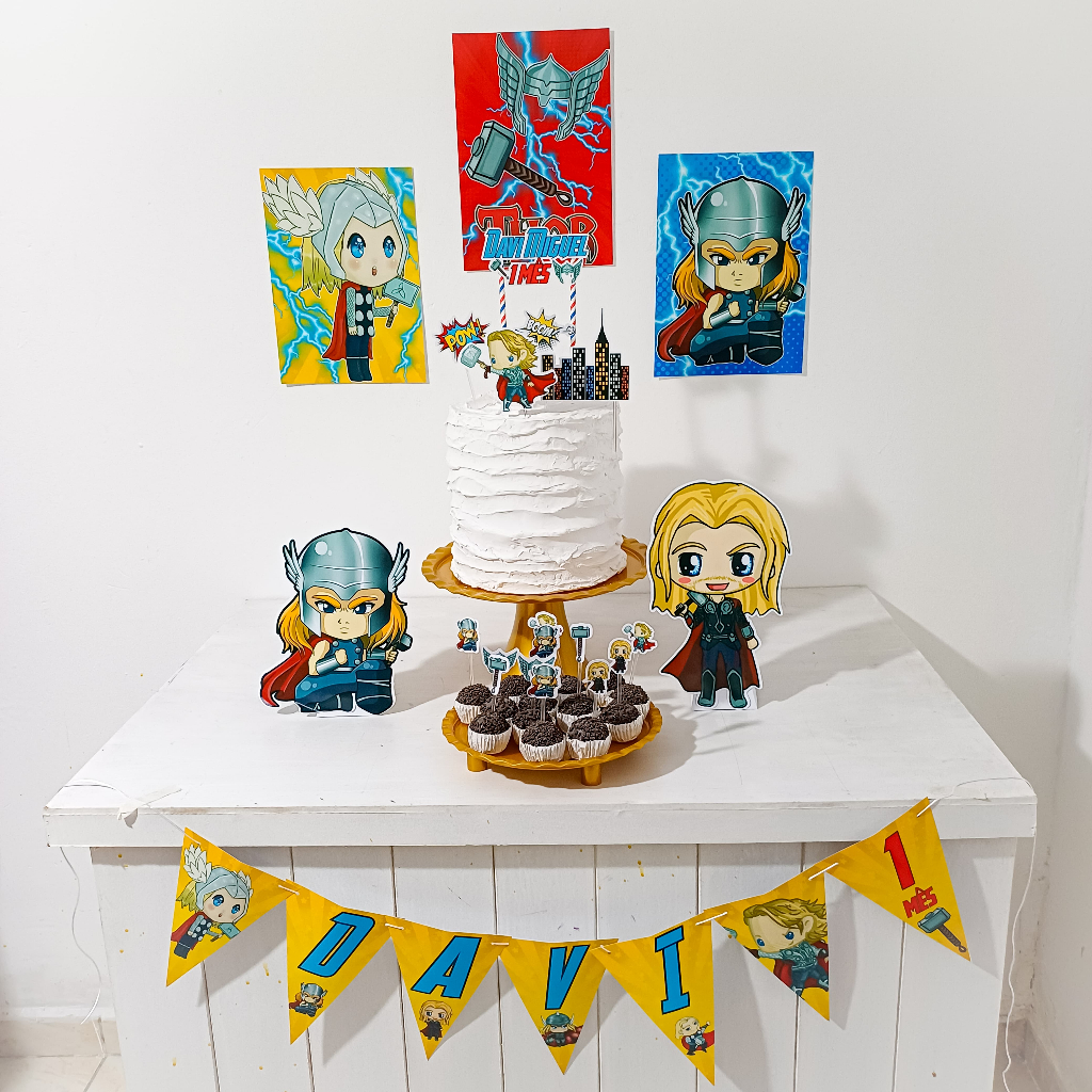 Kit Festa Thor baby Personalizado Só Um Bolinho Festa em Casa Aniversário Infantil adulto Mesversário  lembrancinha