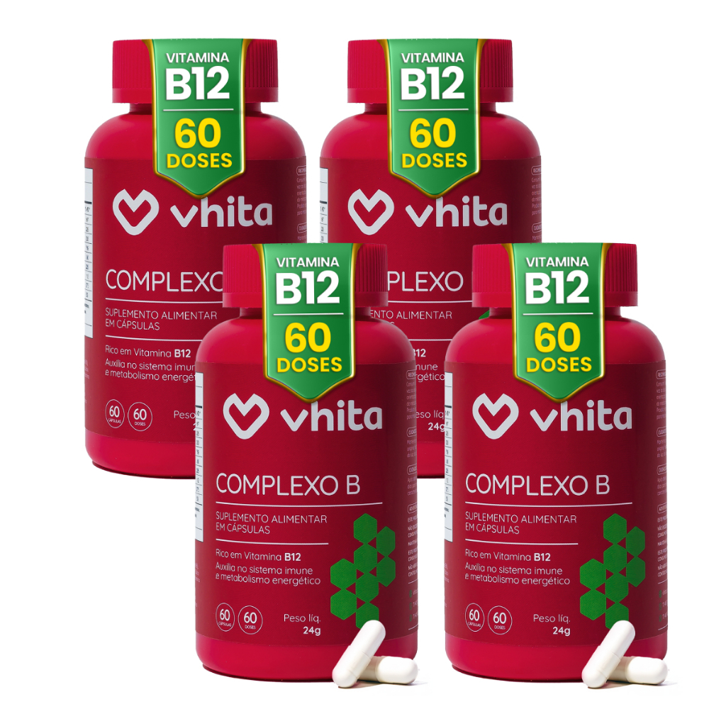 Vitamina B com Manganês Para Apoiar o Metabolismo - Complexo B Vhita 4 potes