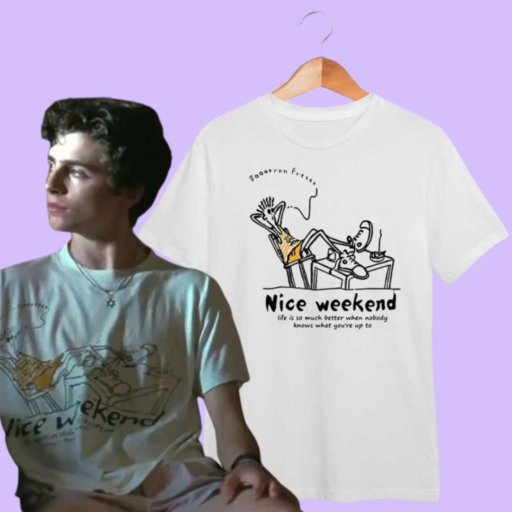 Camiseta Timothée Chalamet | Elio | Nice Weekend | Call Me By Your Name [tradicional e plus size] em Oferta na Shopee