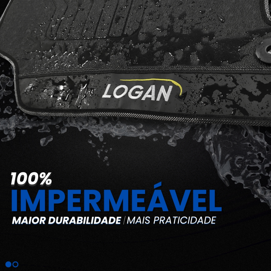 Tapete Logan 2007 a 2014 Tapete Renault Logan Preto Impermeável Premium Kit com 3 Peças Impermeável — imagem 2 de 2