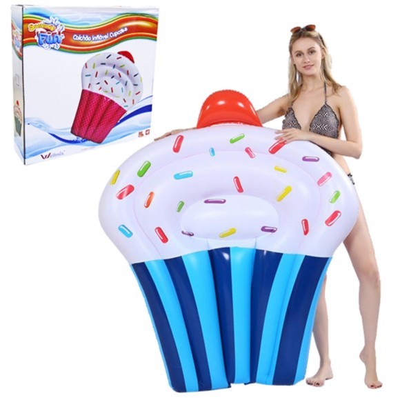 Bóia de Praia e Piscina Colchão Inflável Cupcake 145x90cm