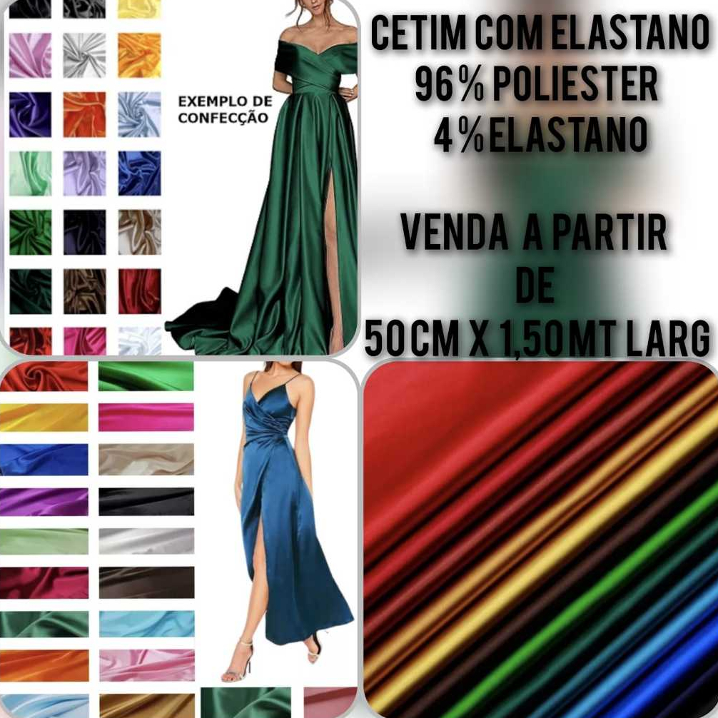 Tecido Cetim Com Elastano /*vendas a partir de 50 cm x 1,47 mt largura*/ Tecido macio e flexível.