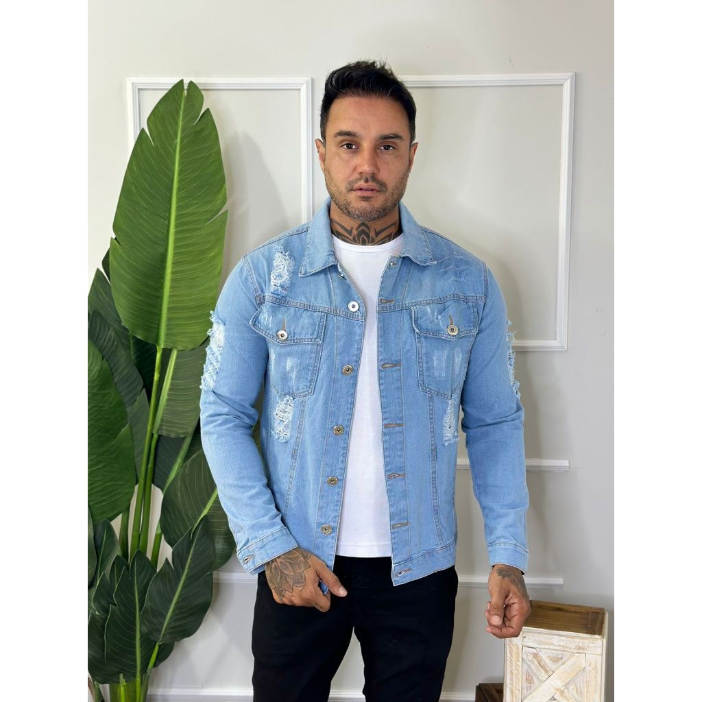 Jaqueta Masculina Destroyer jeans Clara Rasgada