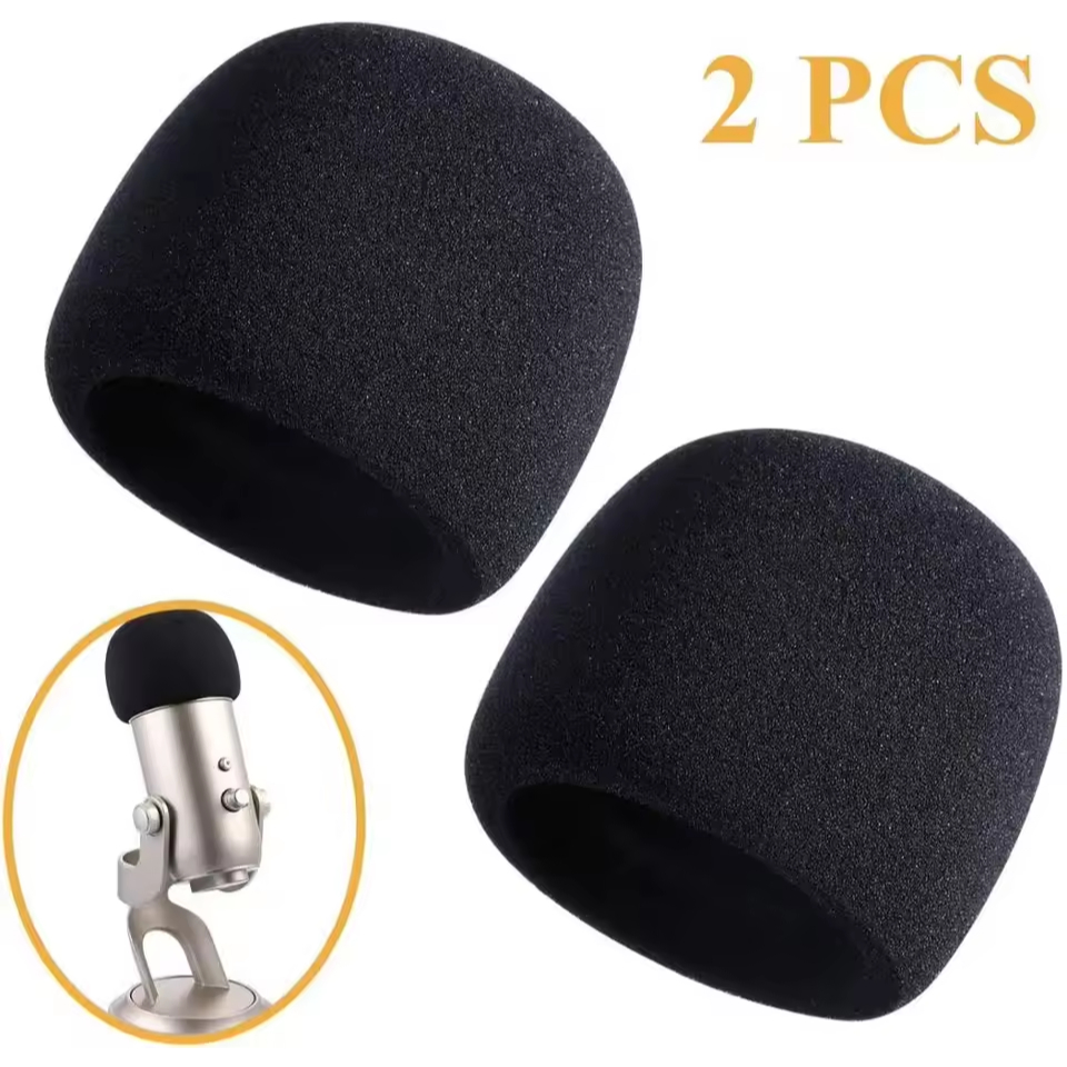 Kit 2 Espumas Protetoras Anti Puff para Microfone Com e Sem Fio tipo SM58 Condensador Pop