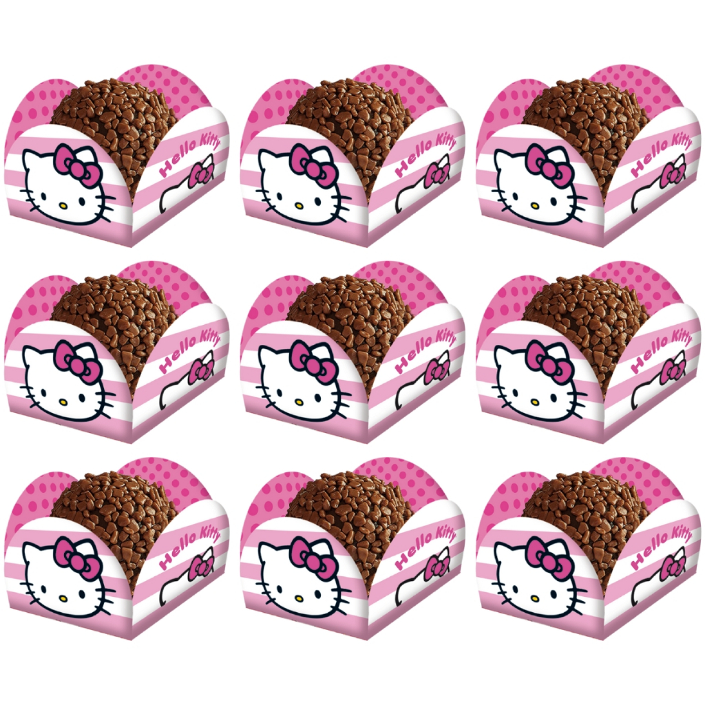 Porta Forminha Brigadeiro Doces Hello Kitty Rosa C/40 Unidades Festcolor
