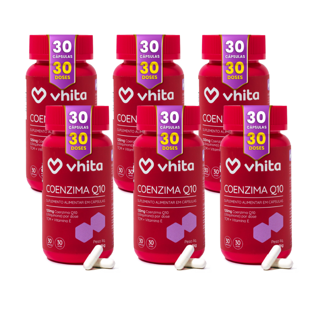 Coenzima Q10 Ubiquinona 120mg Com Vitamina E e TCM 30 cáps - Vhita ( 6 unidades)
