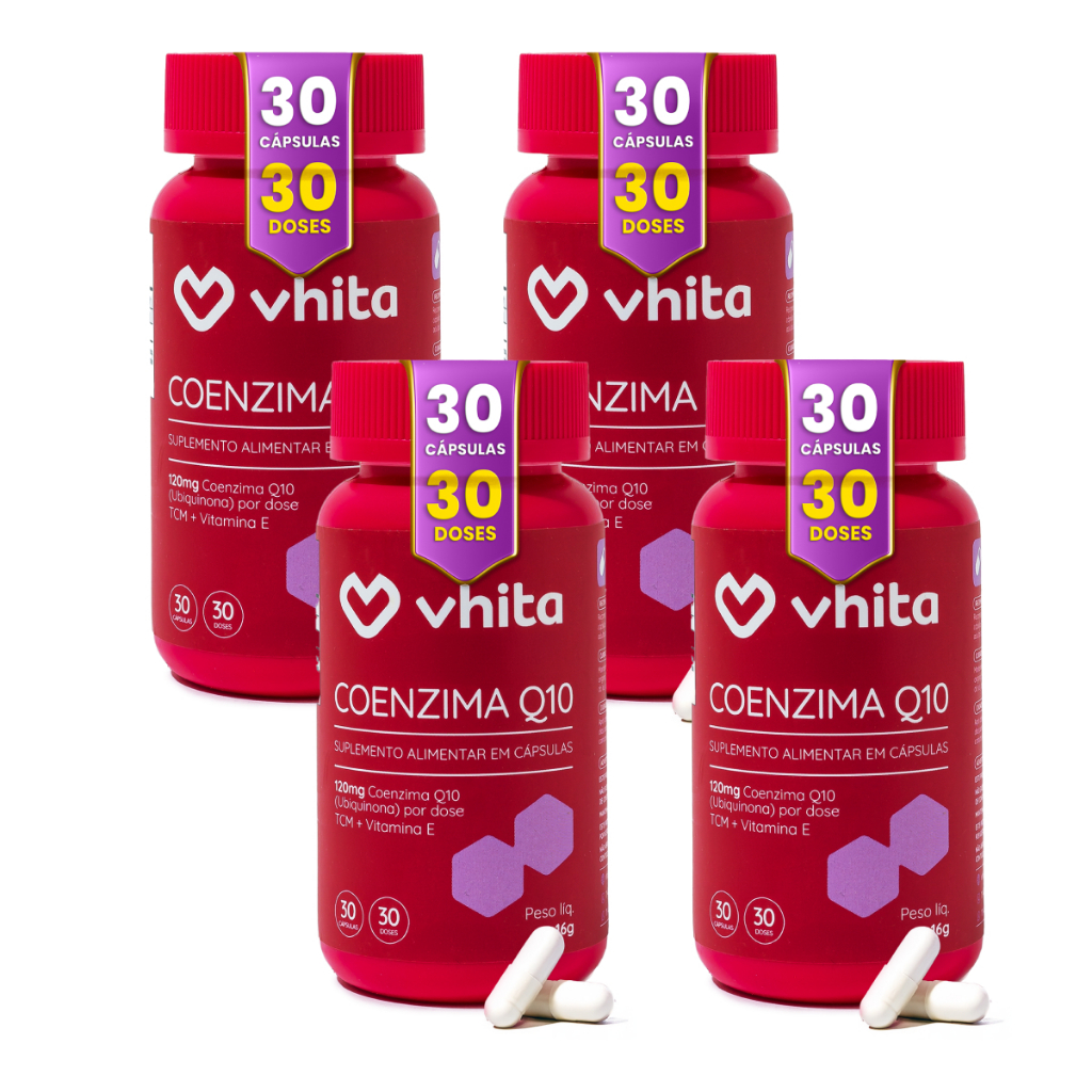 Coenzima Q10 Ubiquinona 120mg Com Vitamina E e TCM 30 cáps - Vhita ( 4 unidades)