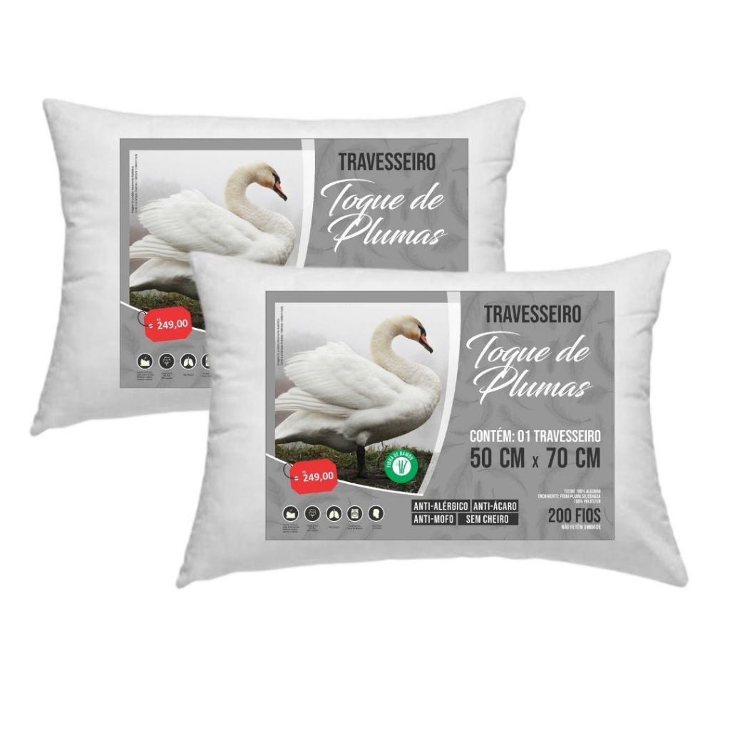 Travesseiro Pluma De Ganso Sintético Anti alergico Alto Macio Original Fabricante