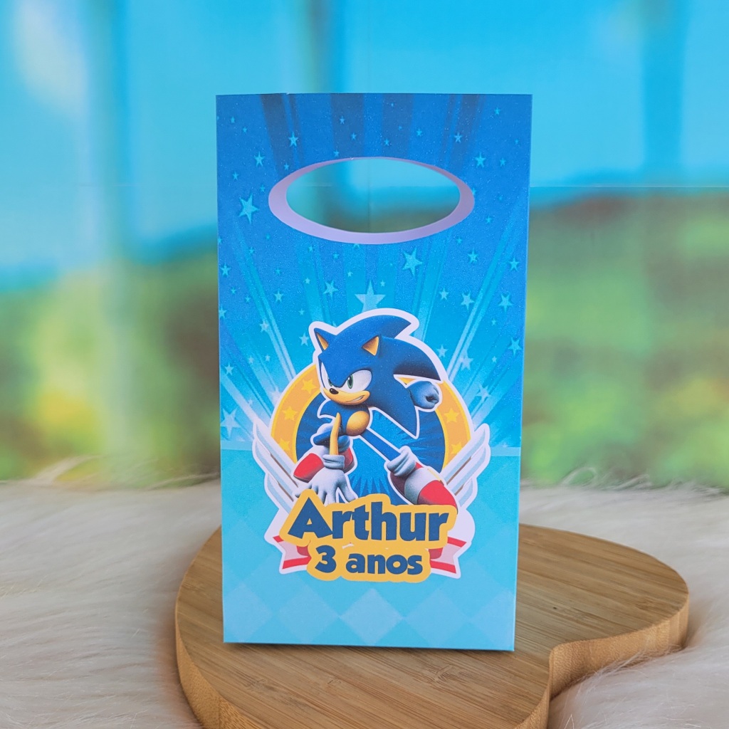 PEGUE E MONTE - Sacolinha Surpresa Personalizada SONIC - Lembrancinha para festa