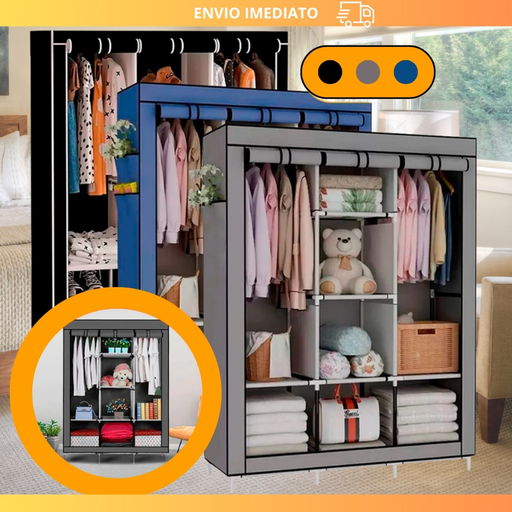 Guarda Roupa Organizador de Roupas Impermeável Dobrável Desmontável e Portátil